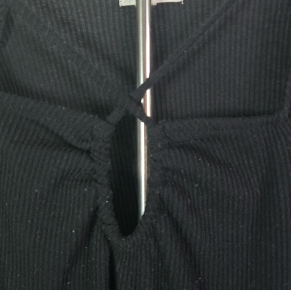 Maurices Black Ribbed Long Sleeve Top XL | Strappy Front Detail, Casual & Chic - Picture 2 of 6